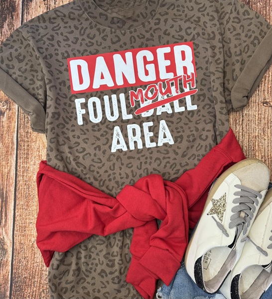 VIRAL LEOPARD OVERSIZED TEE; DANGER FOUL MOUTH AREA